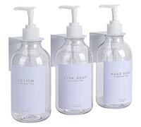 GOYISEE Dispenser per shampoo e balsamo per doccia a parete a 3 camere, flaconi ricaricabili per shampoo e balsamo con etichette impermeabili (3 Bottles 3 Wall Mounts-Clear)