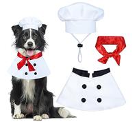 GOYOSWA Costumi di Halloween per cani, costume da chef per cani, cappello da chef per cani, sciarpa rossa, abbigliamento per Halloween per cani di taglia piccola, media e grande (L)