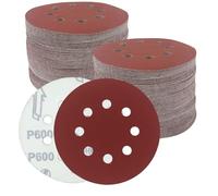 Goysen Dischi abrasivi rotondi da 125 mm, 8 fori, per levigatrice orbitale casuale (grana 600), 120 pezzi