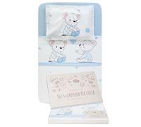 GOYSILA Set 4 pezzi Lenzuola Cotone 100% Compatibili Next2Me Oeko-Tex Materasso Completo Culla Cosleeping Lenzuolini Angoli Lettino Neonato Bambino Dream Cullami Azzurri