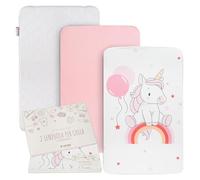 GOYSILA Set Lenzuola Culla Next to Me Compatibile Chicco Next2Me Magic 83x50 cm 100% Cotone Set 3 Pezzi con 2 Lenzuolini e 1 Coprimaterasso Impermeabile Salvapipì Oeko-Tex Rosa