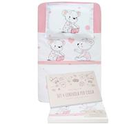 GOYSILA Set Lenzuola Next To Me Compatibili Con Chicco Next2Me Culle Materasso 83x50cm Cotone 100% Certificato Oeko-tex® 2 Lenzuolini Angoli 1 Lenzuolo sopra 1 Federa Lavabili Lavatrice 40° Rosa
