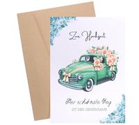 GOZINA Hochzeitskarte mit Umschlag aus Kraftpapier, Karte Hochzeit Modern, Premium Glückwunschkarte zur Hochzeit mit Umschlag, Originelle Geldgeschenk Hochzeits Verpackung(12.5×17.5cm)
