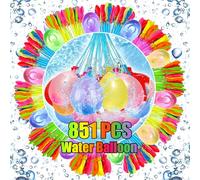 Gozuein 851 PCS Palloncini d'Acqua, Riempimento Rapido da 10 Secondi Bombe d Acqua Colorati Palloncini d'acqua a Chiusura Automatica, per Feste Estive Piscina Spiaggia Giardino
