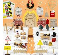 Gozuein Set Natale 86 Pezzi con Porta Elfo LED, Calendario dell'Avvento, Albero di e Accessori per Villaggio in Miniatura, Decorazione Fai da Te per Bambini, Idee Regalo Natale
