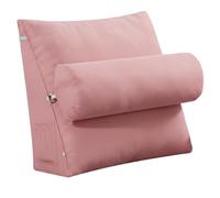 GOZYLA Cuscino a cuneo da lettura, regolabile, rotondo, triangolare, di supporto per la schiena, sfoderabile, per sedersi a letto, sul divano, per giocare e guardare la TV (rosa, 60 x 50 x 20 cm)