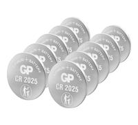 10XCR 2025 GP - Cella a bottone al litio, 3 V, 160 mAh, 20,0 x 2,5 mm, confezion