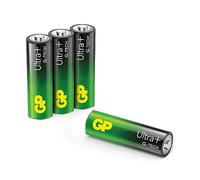 GP Batteria alcalina Ultra Plus AA 1,5 V (Mignon/R6), nuova tecnologia GTECH Longlife per una durata molto lunga e alta stabilità, 4 batterie AA Ultra+