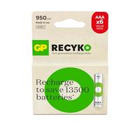 GP Batterie ReCyko 950 mAh AAA Slim Pen Ni-Mh batteria ricaricabile, 1,2 V, scheda 6