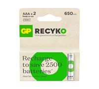 GP Batteries 212666 Blister 2 Batterie Ricaricabili Mini Stilo AAA 650 mAh Recyko