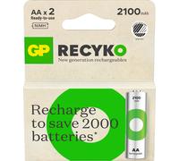 GP Batteries 223679 Blister 2 Batterie Ricaricabili Stilo AA 2100 mAh Recyko
