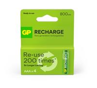 Gp Batteries Blister 4 Batterie Ricaricabili AAA Mini Stilo 800 mAh GP ReCyko