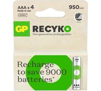 Gp Batteries Blister 4 Batterie Ricaricabili AAA Mini Stilo 950 mAh GP ReCyko