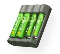 Gp Batteries Caricabatterie per AA e AAA con 2 Batterie AA e 2 Batterie AAA Incl