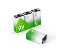 GP Extra Batteria 9V Set da 4 pezzi | Batterie alcaline a blocco 9 Volt | Batterie 9V per rivelatori di fumo, strumenti e altro | Potenti e sicure, con tecnologia G-TECH