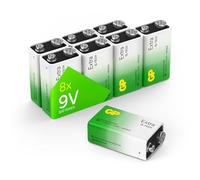 GP Extra Batteria 9V Set da 8 pezzi | Batterie alcaline a blocco 9 Volt | Batterie 9V per rivelatori di fumo, strumenti e altro | Potenti e sicure, con tecnologia G-TECH
