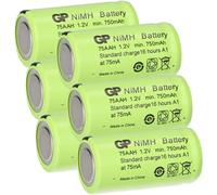 GP GP75AAH - Set di 6 batterie ricaricabili 2/3 AA, 1,2 V, 750 mAh