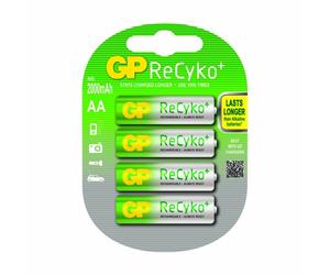 GP - ReCyko+, Batterie AA, NiMH, Mignon, 2000 mAh, precaricate, confezione da 4 pezzi