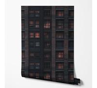 GP TONER Carta da parati in tessuto non tessuto edificio scuro città architettura finestre design loft industriale soggiorno camera cucina corridoio lavabile 5m x 0.5m