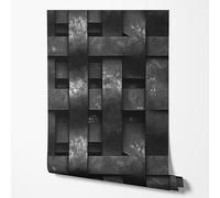 GP TONER Carta da parati in tessuto non tessuto effetto 3D geometrico grigio nero stile moderno industriale design soggiorno camera cucina corridoio lavabile 5m x 0.5m