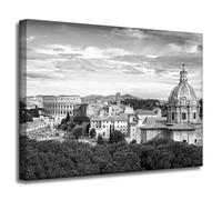 GP TONER Quadro su tela Roma Italia bianco e nero 40X30 cm