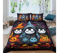 GPARSDDIO 3D Con Stampa Di Halloween Ghost Set Di Biancheria Da Letto 3 Pezzi Copripiumino E Federa Coordinata Per Ragazzi E Ragazze,coppie,camera Da Letto,decorazione King（220x240cm）