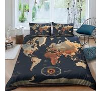 GPARSDDIO 3D Con Stampa Di Map Biancheria Da Letto 3 Pezzi Copripiumino Con Cerniera E Federe Per Ragazzi E Ragazze,coppie,camera Da Letto,decorazione King（220x240cm）