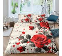 GPARSDDIO 3D Con Stampa Di Rose Biancheria Da Letto 3 Pezzi Copripiumino Morbida Microfibra Per Ragazzi E Ragazze,coppie,camera Da Letto,decorazione Double（200x200cm）