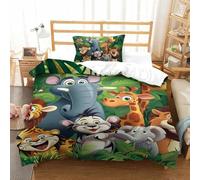 GPARSDDIO Jungle Animals 3D Stampato Copripiumini Con Federa Morbida Microfibra Copripiumino Con Cerniera Set Da Letto Adatto Ai Bambini Adulti Arredamento Per La Camera Single（135x200cm）