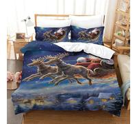 GPARSDDIO Set Di Biancheria Da Letto 3D Stampa Copripiumino Elk Con Cerniera Nascosta 2 Pezzi Morbida Microfibra Copripiumino + Federe Single（140x200cm）