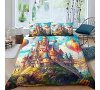 GPARSDDIO Stampa 3D Magic Castle Set Di Biancheria Da Letto Con 3 Pezzi Set Copripiumino Con Cerniera E Federe Per Ragazzi E Ragazze,coppie,camera Da Letto,decorazione Double（200x200cm）