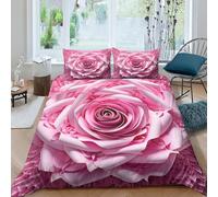 GPARSDDIO Stampa 3D Pink Rose Set Di Biancheria Da Letto Con 3 Pezzi Set Copripiumino Morbida Microfibra Per Ragazzi E Ragazze,coppie,camera Da Letto,decorazione Double（200x200cm）