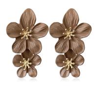 GPASTG Elegante Boemia Grande Metallo Doppio Fiore Opaco Orecchino Chic Dichiarazione Pendente Goccia Orecchini di Nozze Per Le Donne Carino Dichiar, Metallo