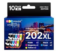 GPC Image 202xl Cartucce d'inchiostro compatibili per Epson 202XL 202 XL per Epson XP-6100 XP-6000 XP-6005 XP-6105 XP-6001 (2 Nero, 2 Ciano, 2 Magenta, 2 Giallo, 2 Foto Nero, 10 Pack)