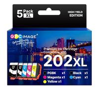 GPC Image 202xl Cartucce d'inchiostro compatibili per Epson 202XL 202 XL per Epson XP-6100 XP-6000 XP-6005 XP-6105 XP-6001 (1 Nero, 1 Ciano, 1 Magenta, 1 Giallo, 1 Foto Nero, 5 Pack)