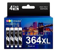 GPC Image Compatibili Cartucce d'inchiostro Sostituzione per HP 364 XL per Photosmart 5510 5520 5522 6520 7520 6510 B010 B109a D5460 B110A Officejet 4620 4622 Deskjet 3520 3070A (Nero, 4-Pack)