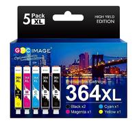 GPC Image Compatibili Cartucce d'inchiostro Sostituzione per HP 364 364XL per Deskjet 3520 3070A per Officejet 4620 4622 per Photosmart 5510 5520 6510 6520 7520 (Nero Ciano Magenta Giallo, 5-Pack)