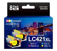 GPC Image 8-Pack LC421XL Cartucce Compatibili per Brother LC421 XL LC-421XL Multipack per DCP-J1050DW DCP-J1140DW DCP-J1800DW MFC-J1010DW (2 Nero, 2 Ciano, 2 Magenta, 2 Giallo)
