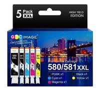 GPC Image Cartucce d'inchiostro Compatibili per Canon 580 581 PGI-580XXL CLI-581XXL per Pixma TS6150 TS6350 TR7550 TR8550 TS705 TS6250 TS8250 TS8350 TS9550 (PGBK Nero Ciano Magenta Giallo, 5-Pack)