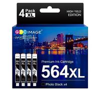 GPC Image Cartuccia d'inchiostro compatibile di ricambio per HP 564XL 564 XL compatibile con stampante DeskJet 3520 3522 Officejet 4620 Photosmart 5520 6510 7520 7525 (4 foto nere)