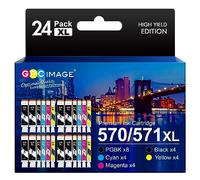 GPC Image Compatibili Cartucce d'inchiostro Sostituzione per Canon 570 571 PGI-570XL CLI-571XL per Pixma MG5750 TS5050 MG5751 MG6850 TS5051 TS6050 TS8050 (PGBK Nero Ciano Magenta Giallo, 24-Pack)