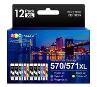 GPC Image Compatibili Cartucce d'inchiostro Sostituzione per Canon 570 571 PGI-570XL CLI-571XL per Pixma MG5750 TS5050 MG6850 MG5751 TS5051 TS6050 TS8050 (PGBK Nero Ciano Magenta Giallo, 12-Pack)