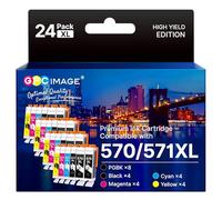 GPC Image Compatibili Cartucce d'inchiostro Sostituzione per Canon 570 571 PGI-570XL CLI-571XL per Pixma MG5750 TS5050 MG5751 MG6850 TS5051 TS6050 TS8050 (PGBK Nero Ciano Magenta Giallo, 24-Pack)