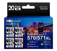 GPC Image Compatibili Cartucce d'inchiostro Sostituzione per Canon 570 571 PGI-570XL CLI-571XL per Pixma MG5750 TS5050 MG5751 MG6850 TS5051 TS6050 TS8050 (PGBK Nero Ciano Magenta Giallo, 20-Pack)