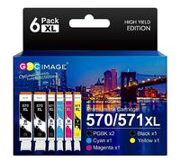 GPC Image Compatibili Cartucce d'inchiostro Sostituzione per Canon PGI-570 CLI-571 570XL 571XL per Pixma MG5750 TS5050 MG6850 MG5751 TS5051 TS6050 TS8050 (PGBK Nero Ciano Magenta Giallo, 6-Pack)