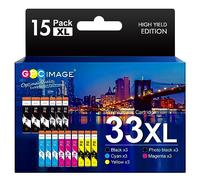 GPC Image Compatibili Cartucce d'inchiostro Sostituzione per Epson 33 33XL per Expression Premium XP-540 XP-530 XP-830 XP-7100 XP-900 XP-640 XP-630 XP-635 (Nero PBK Ciano Magenta Giallo, 15-Pack)