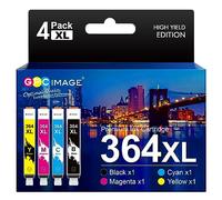 GPC Image Compatibili Cartucce d'inchiostro Sostituzione per HP 364 364XL per Officejet 4620 4622 Deskjet 3520 3070A Photosmart 5510 5520 5522 6520 7520 6510 (Nero Ciano Magenta Giallo, 4-Pack)