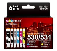 GPC Image PGI-530 CLI-531 Cartucce Inchiostro Compatible per Canon 530 531 per Canon Pixma TS8750 TS8751 (PGBK Nero Ciano Giallo Magenta Grigio, 6-Pack)