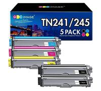GPC Image TN241 TN245 Toner Compatibili per Brother TN-241 TN-245 per MFC-9140CDN MFC-9340CDW 9332CDW HL-3140CW 3150CDW DCP-9020CDW DCP-9022CDW (Nero Ciano Magenta Giallo, 5-Pack)