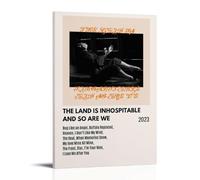 GPCLJW Mitski, poster moderno con scritta "The Land Is Inhospitable And So Are We Art", impermeabile, adatto per soggiorno, camera da letto, casa, ufficio, soggiorno, 60 x 90 cm, con cornice